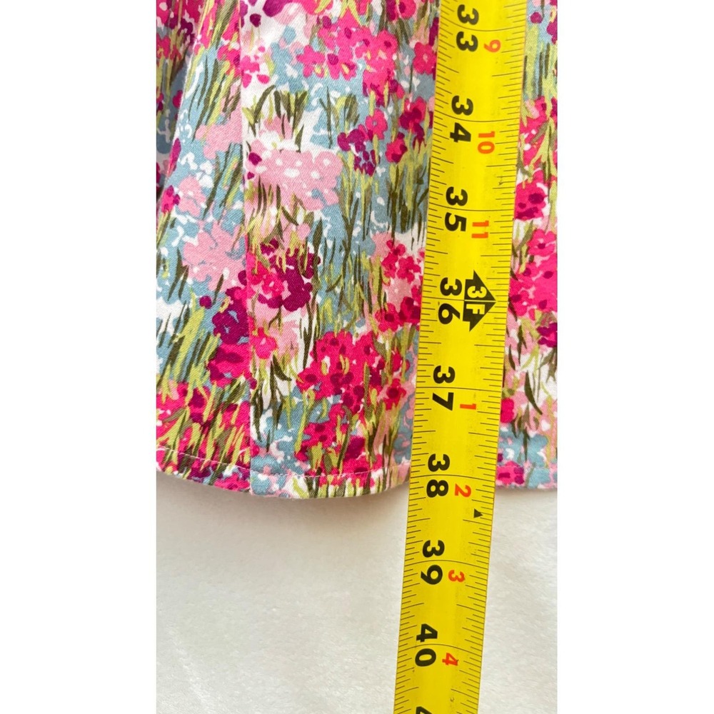 Sag Harbor Dress Womens 10 Pink Blue Floral Fit Flare Cotton Stretch Sleeveless - Picture 12 of 13